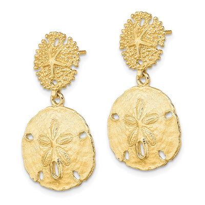 14K Double Sand Dollar Dangle Earrings