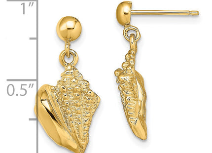 14K gold drop earrings, further view