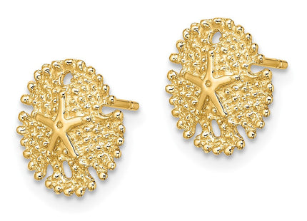 14K Textured Sand Dollar Post Earrings (Style TE776)