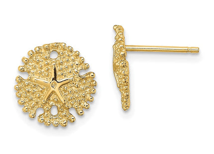 14K Textured Sand Dollar Post Earrings (Style TE776)
