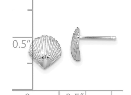 14K White Gold Scallop Shell Post Earrings (Style TE782W)