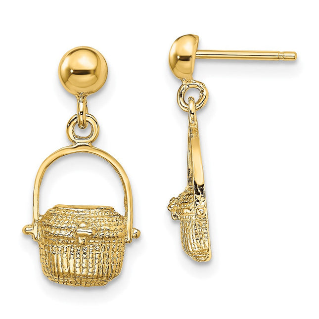 14K Nantucket Basket Earrings, 18.2 x 9.25mm