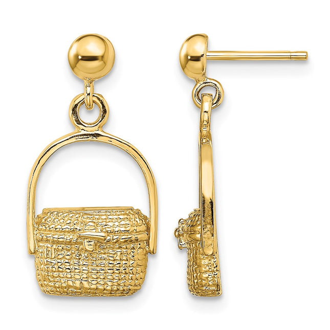 14K Nantucket Basket Earrings, 20.8 x 10.8mm