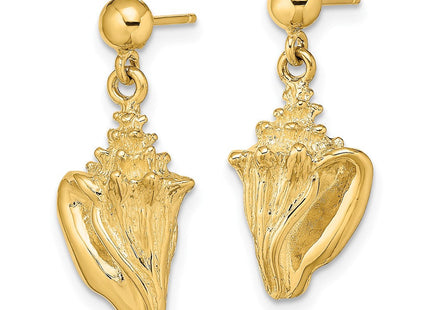 14K Conch Shell Dangle Earrings (Style TE816)