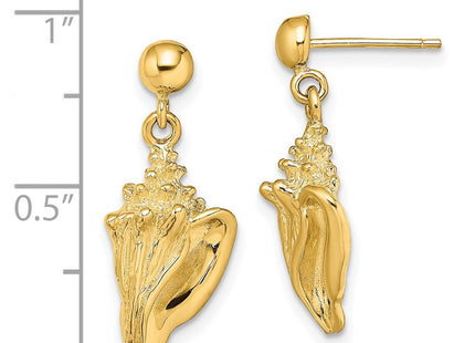 14K Conch Shell Dangle Earrings (Style TE816)