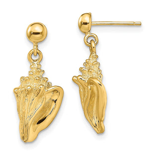 14K Conch Shell Dangle Earrings (Style TE816)