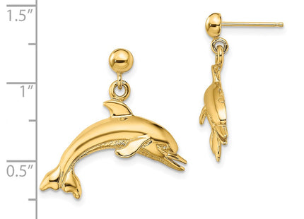 14K gold drop earrings, further view