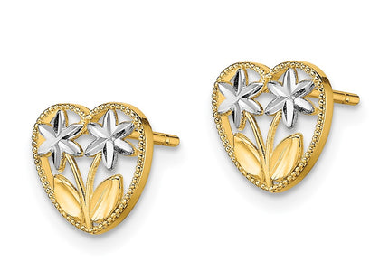 14k Yellow & Rhodium Earrings Style TE892 - Classique Jewelry Inc.