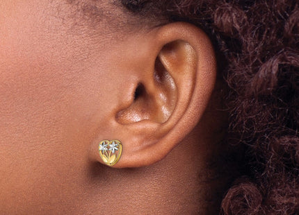 14k Yellow & Rhodium Earrings Style TE892 - Classique Jewelry Inc.