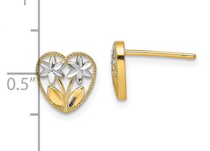 14k Yellow & Rhodium Earrings Style TE892 - Classique Jewelry Inc.