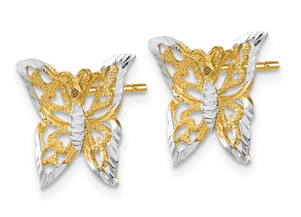 14k Yellow & Rhodium Earrings Style TE894 - Classique Jewelry Inc.