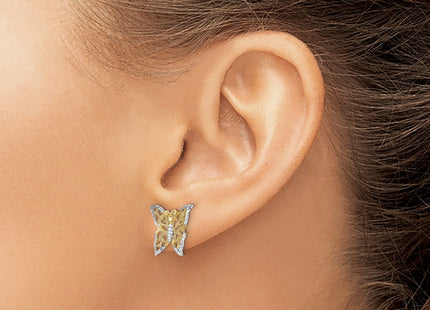 14k Yellow & Rhodium Earrings Style TE894 - Classique Jewelry Inc.
