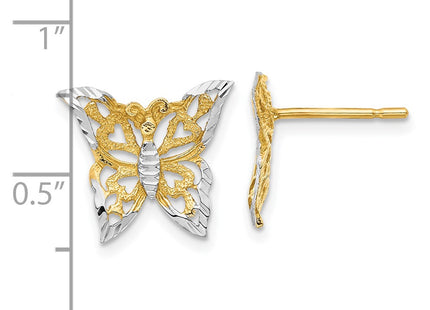 14k Yellow & Rhodium Earrings Style TE894 - Classique Jewelry Inc.