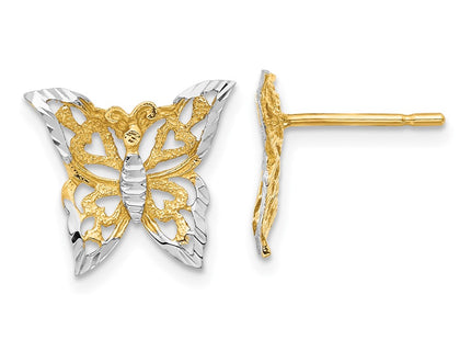 14k Yellow & Rhodium Earrings Style TE894 - Classique Jewelry Inc.