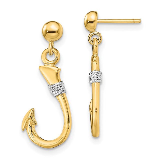 14k Yellow & Rhodium Earrings Style TE896 - Classique Jewelry Inc.