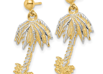 14k Yellow & Rhodium Earrings Style TE902 - Classique Jewelry Inc.