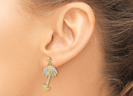 14k Yellow & Rhodium Earrings Style TE902 - Classique Jewelry Inc.