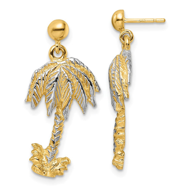 14k Yellow & Rhodium Earrings Style TE902 - Classique Jewelry Inc.