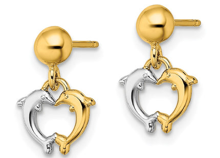 14k Yellow & Rhodium Earrings Style TE903 - Classique Jewelry Inc.