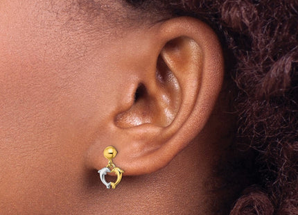 14k Yellow & Rhodium Earrings Style TE903 - Classique Jewelry Inc.