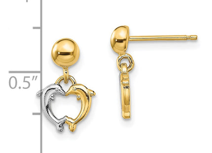 14k Yellow & Rhodium Earrings Style TE903 - Classique Jewelry Inc.