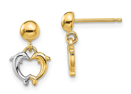 14k Yellow & Rhodium Earrings Style TE903 - Classique Jewelry Inc.