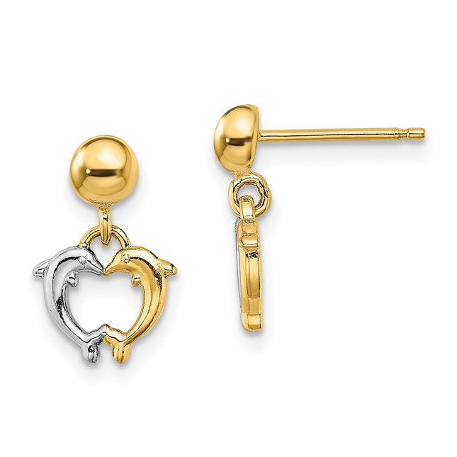 14k Yellow & Rhodium Earrings Style TE903 - Classique Jewelry Inc.