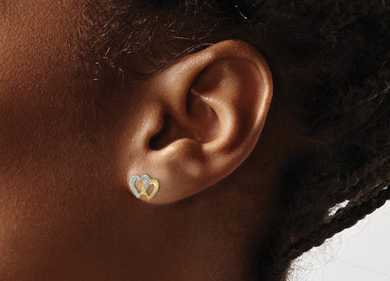 14k Yellow & Rhodium Earrings Style TE904 - Classique Jewelry Inc.