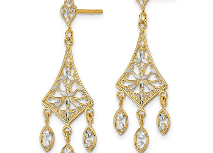 14k Yellow & Rhodium Earrings Style TE905 - Classique Jewelry Inc.