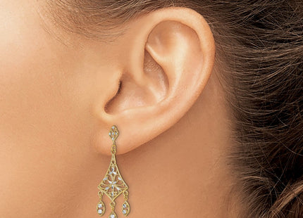 14k Yellow & Rhodium Earrings Style TE905 - Classique Jewelry Inc.