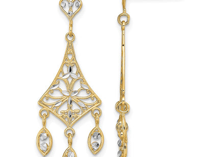 14k Yellow & Rhodium Earrings Style TE905 - Classique Jewelry Inc.