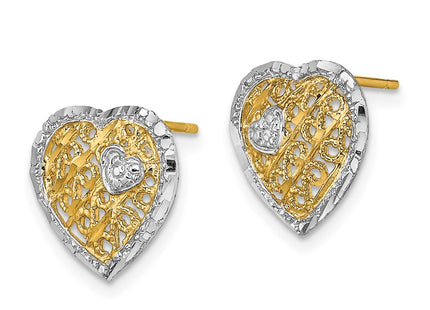 14k Yellow & Rhodium Earrings Style TE906 - Classique Jewelry Inc.