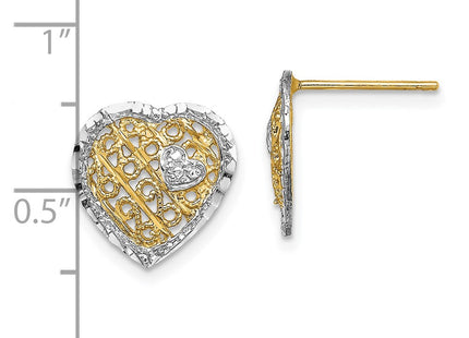 14k Yellow & Rhodium Earrings Style TE906 - Classique Jewelry Inc.