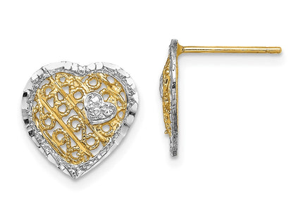 14k Yellow & Rhodium Earrings Style TE906 - Classique Jewelry Inc.