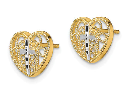 14k Yellow & Rhodium Earrings Style TE908 - Classique Jewelry Inc.