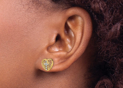 14k Yellow & Rhodium Earrings Style TE908 - Classique Jewelry Inc.