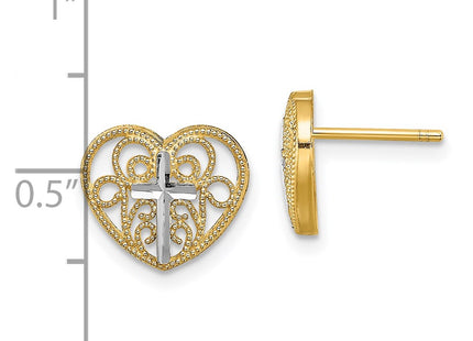 14k Yellow & Rhodium Earrings Style TE908 - Classique Jewelry Inc.