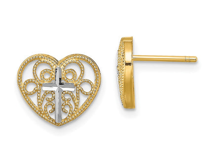 14k Yellow & Rhodium Earrings Style TE908 - Classique Jewelry Inc.