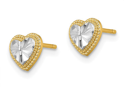 14K gold heart earrings, alternate view