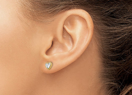 14K gold heart earrings, another view