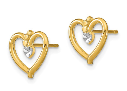 14K gold heart earrings, alternate view