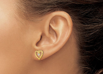 14K gold heart earrings, another view