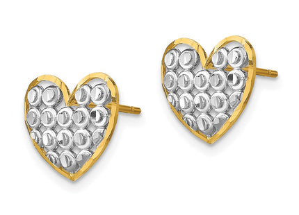 14K gold heart earrings, alternate view