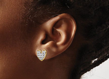 14K gold heart earrings, another view