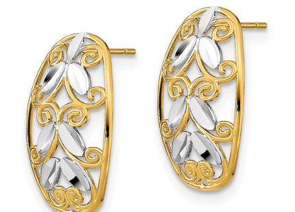 14k Yellow & Rhodium Earrings Style TE917 - Classique Jewelry Inc.