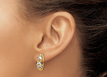 14k Yellow & Rhodium Earrings Style TE917 - Classique Jewelry Inc.