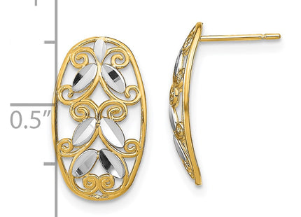 14k Yellow & Rhodium Earrings Style TE917 - Classique Jewelry Inc.