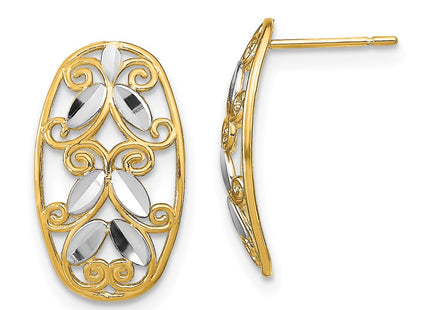 14k Yellow & Rhodium Earrings Style TE917 - Classique Jewelry Inc.
