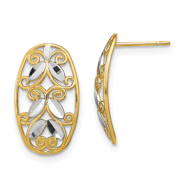 14k Yellow & Rhodium Earrings Style TE917 - Classique Jewelry Inc.