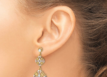 14k Yellow & Rhodium Earrings Style TE918 - Classique Jewelry Inc.